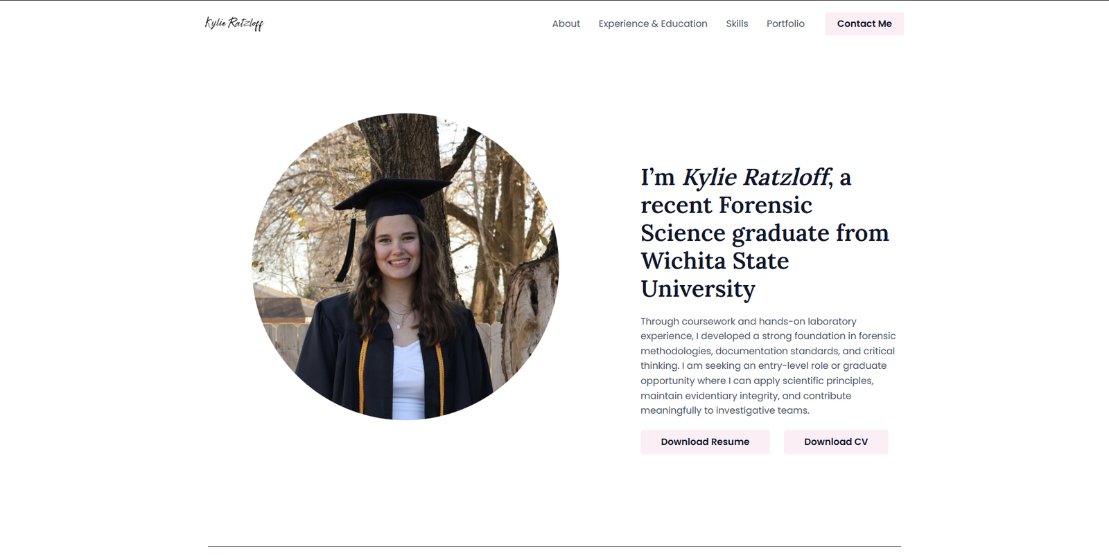 Screenshot from KylieRatzloff.com